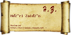 Hörl Zalán névjegykártya